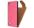 BAOHU Devil Classic Flipcase Hoesjes - Hoesje Geschikt voor Huawei Ascend P6 Roze