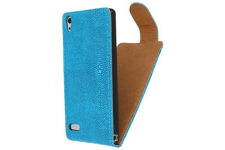 BAOHU Devil Classic Flipcases Hoesjes - Hoesje Geschikt voor Huawei Ascend P6 Turquoise
