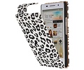 Luipaard Classic Flip Case Hoesjes voor Huawei Ascend P6 Wit