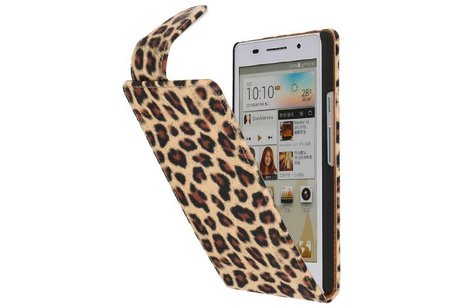 BAOHU Luipaard Classic Flip Case Hoesjes - Hoesje Geschikt voor Huawei Ascend P6 Chita