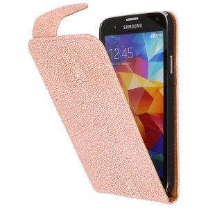 BAOHU Devil Classic Flipcase Hoesjes - Hoesje Geschikt voor Samsung Galaxy S5 G900F Licht Roze