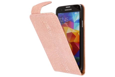 BAOHU Devil Classic Flipcase Hoesjes - Hoesje Geschikt voor Samsung Galaxy S5 G900F Licht Roze