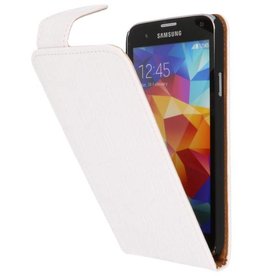 BAOHU Krokodil Classic Flip Hoesje voor Samsung Galaxy S5 Wit