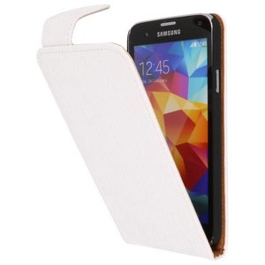 BAOHU Krokodil Classic Flip Hoesje - Geschikt voor Samsung Galaxy S5 Wit