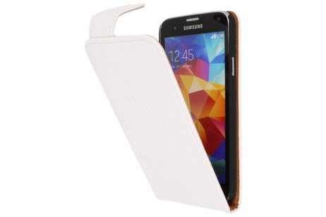 BAOHU Krokodil Classic Flip Hoesje - Geschikt voor Samsung Galaxy S5 Wit