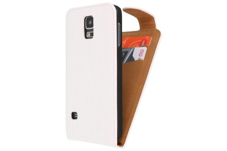 BAOHU Krokodil Classic Flip Hoesje - Geschikt voor Samsung Galaxy S5 Wit