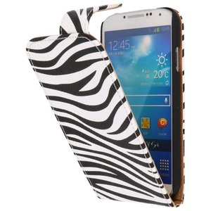 Zebra Classic Flipcase Hoesjes voor Galaxy S4 i9500 Wit