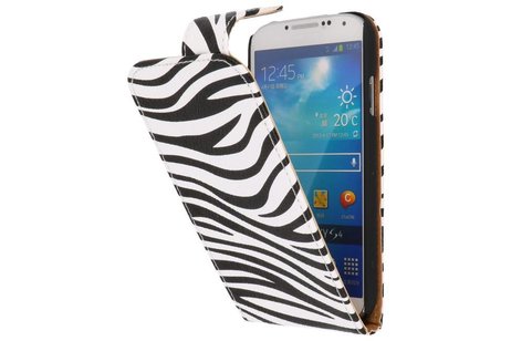 Zebra Classic Flipcase Hoesjes voor Galaxy S4 i9500 Wit