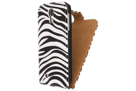 Zebra Classic Flipcase Hoesjes voor Galaxy S4 i9500 Wit