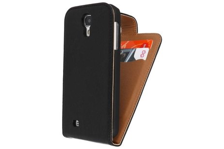 Washed Leer Classic Flipcase Hoesjes voor Galaxy S4 i9500 Zwart