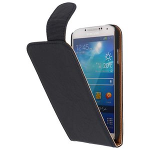 BAOHU Washed Leer Classic Flipcase Hoesje - Geschikt voor Samsung Galaxy S4 i9500 Donker Blauw