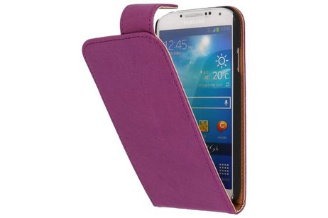 BAOHU Washed Leer Classic Flipcase Hoesje - Geschikt voor Samsung Galaxy S4 i9500 Paars