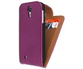 Washed Leer Classic Flipcase Hoesjes voor Galaxy S4 i9500 Paars