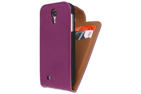 Washed Leer Classic Flipcase Hoesjes voor Galaxy S4 i9500 Paars