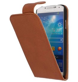 Washed Leer Classic Hoes voor Galaxy S4 i9500 Bruin