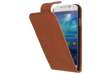 BAOHU Washed Leer Classic Flipcase Hoesje - Geschikt voor Samsung Galaxy S4 i9500 Bruin
