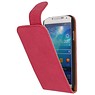 Washed Leer Classic Hoes voor Samsung Galaxy S4 i9500 Roze