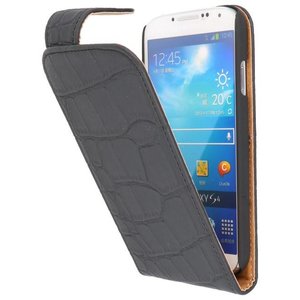 Croco Classic Flipcase Hoesjes voor Galaxy S4 i9500 Zwart