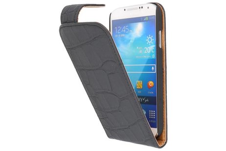 Croco Classic Flipcase Hoesjes voor Galaxy S4 i9500 Zwart