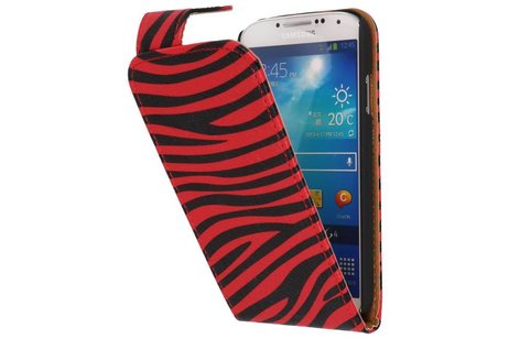 BAOHU Zebra Classic Flipcase Hoesjes Geschikt voor Samsung Galaxy S4 i9500 Rood