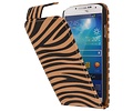 Zebra Classic Flipcase Hoesjes Geschikt voor Samsung Galaxy S4 i9500 Bruin