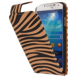 Zebra Classic Flipcase Hoesjes voor Galaxy S4 i9500 Bruin