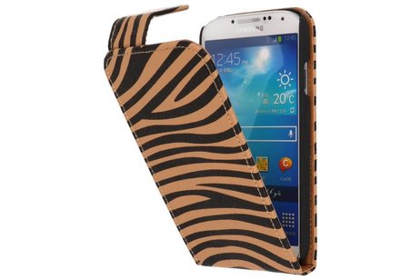 Zebra Classic Flipcase Hoesjes voor Galaxy S4 i9500 Bruin