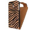 Zebra Classic Flipcase Hoesjes voor Galaxy S4 i9500 Bruin