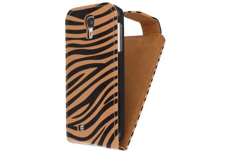 Zebra Classic Flipcase Hoesjes voor Galaxy S4 i9500 Bruin