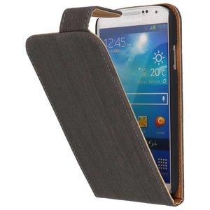 Wood Classic Flipcase Hoesjes cover voor Galaxy S4 i9500 Grijs