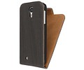 Wood Classic Flipcase Hoesjes cover voor Galaxy S4 i9500 Grijs