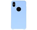 BAOHU Premium TPU Backcover Case Hoesje - Hoesje Geschikt voor iPhone X Licht Blauw