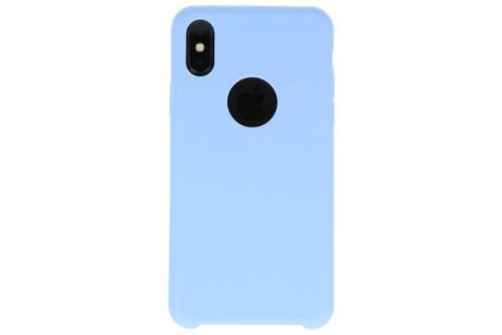 Premium TPU Backcover Case Hoesje - Hoesje Geschikt voor iPhone X Licht Blauw