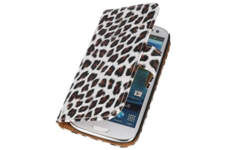 Luipaard Bookstyle Wallet Case Hoesjes voor Galaxy S3 i9300 Bruin