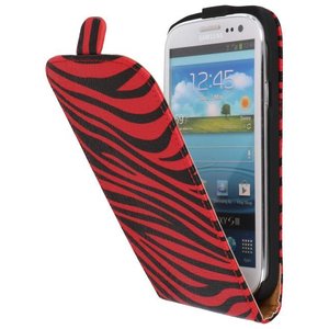 Zebra Flipcase Hoesjes voor Galaxy S3 i9300 Rood