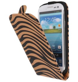 Zebra Flip Hoesje voor Galaxy S3 i9300 Bruin