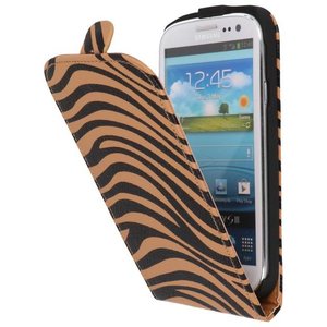 BAOHU Zebra Flipcase Hoesjes Geschikt voor Samsung Galaxy S3 i9300 Bruin