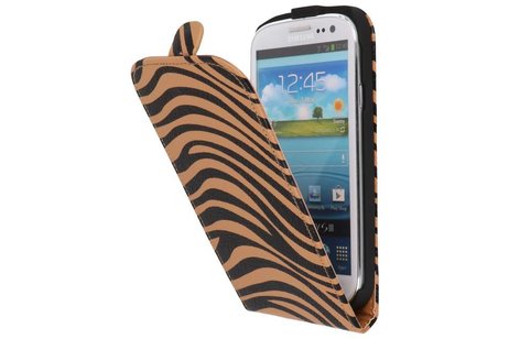 Zebra Flipcase Hoesjes voor Galaxy S3 i9300 Bruin