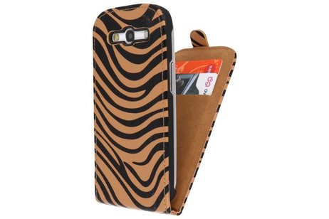 Zebra Flipcase Hoesjes voor Galaxy S3 i9300 Bruin