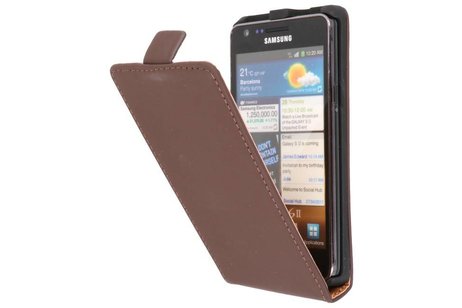 Flipcase Hoesjes Cases voor Galaxy S2 i9100 Bruin