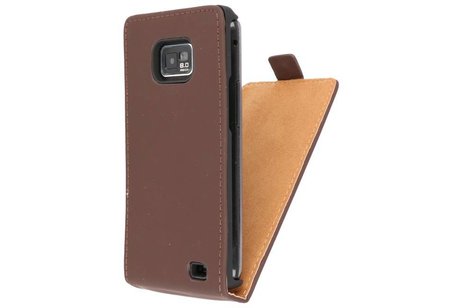 Flipcase Hoesjes Cases voor Galaxy S2 i9100 Bruin