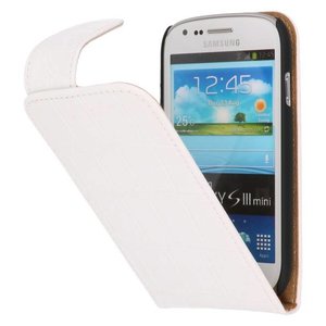 Croco Classic Flip Hoes voor Galaxy S3 mini i8190 Wit