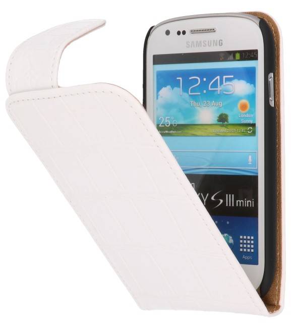 Krokodil Flip voor Galaxy S3 mini i8190 Wit MobieleTelefoonhoesje.nl