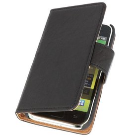 BAOHU Washed Leer Bookstyle Hoesje voor Samsung Galaxy S i9000 Zwart