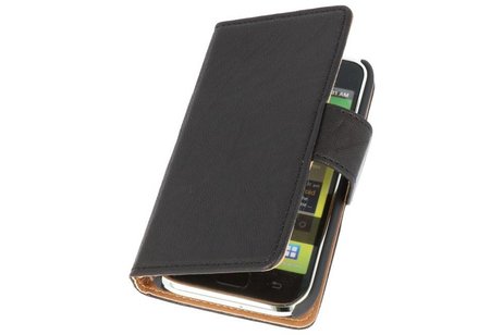 BAOHU Washed Leer Bookstyle Wallet Case Hoesje - Geschikt voor Samsung Galaxy S i9000 Zwart