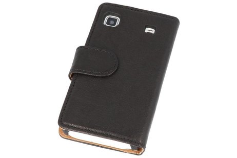 BAOHU Washed Leer Bookstyle Wallet Case Hoesje - Geschikt voor Samsung Galaxy S i9000 Zwart