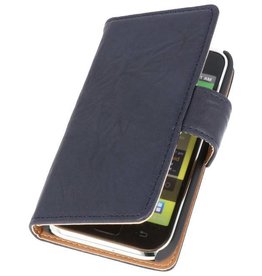 BAOHU Washed Leer Bookstyle Hoesje voor Samsung Galaxy S i9000 Donker Blauw
