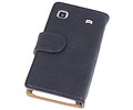 Washed Leer Bookstyle Wallet Case Hoesje - Geschikt voor Samsung Galaxy S i9000 Donker Blauw