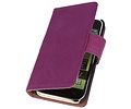 Washed Leer Bookstyle Wallet Case Hoesje - Geschikt voor Samsung Galaxy S i9000 Paars