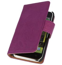 BAOHU Washed Leer Bookstyle Hoesje voor Samsung Galaxy S i9000 Paars